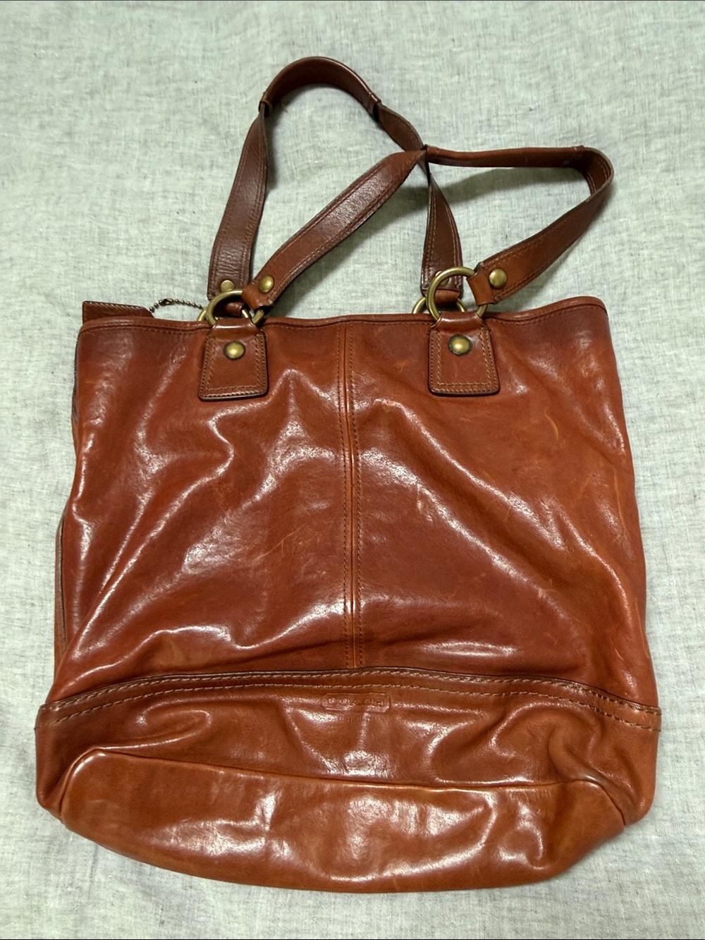 Coach Brown Leather Double-Pocket Tote Bag - Picture 2 of 6